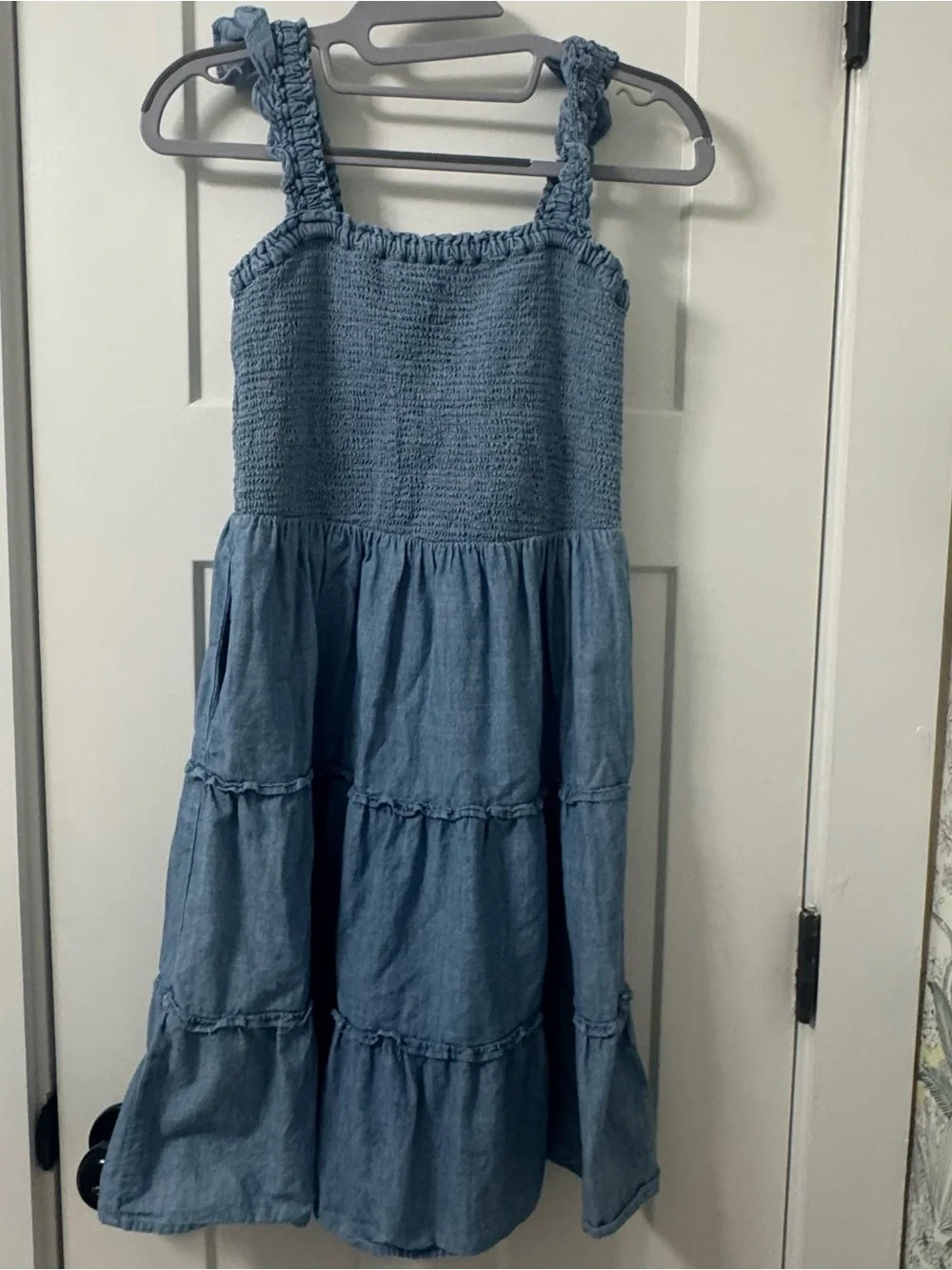 J. Crew Women’s Denim Tiered Dress Smocked Size XS